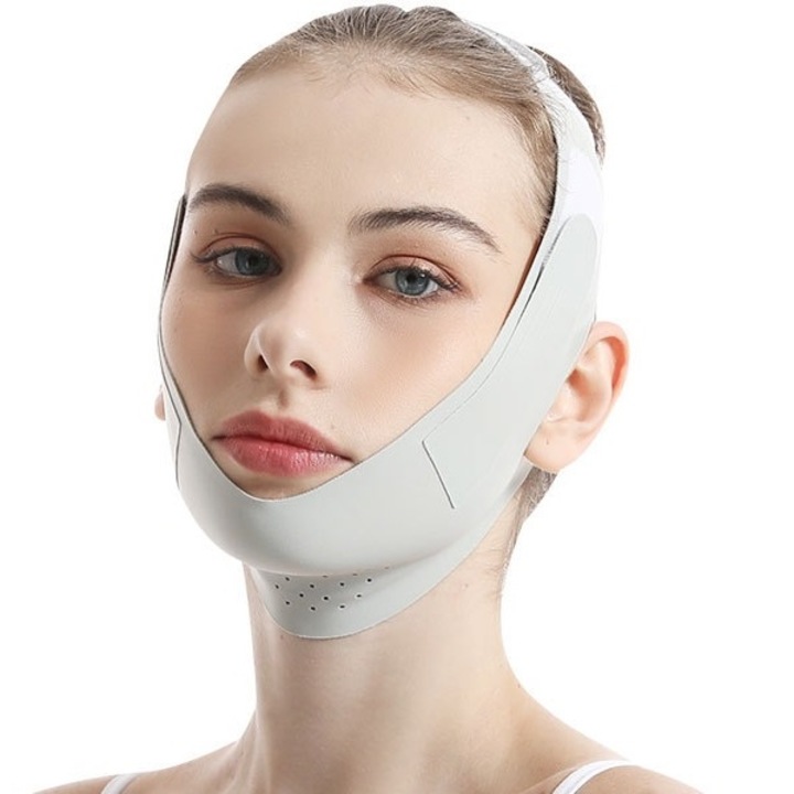 Лифтинг маска за лице ESensio V-Neck Line за контуриране на лицето, брадичката, назолабиалните гънки, увеличаване на стегнатостта на кожата, за многократна употреба, еластична ликра, удобна и дишаща, бледозелена