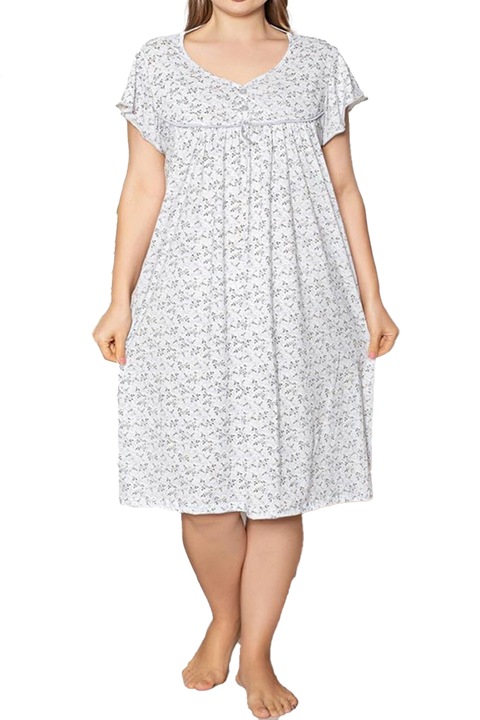 Camasa de noapte cu maneca scurta, Bumbac, Gri