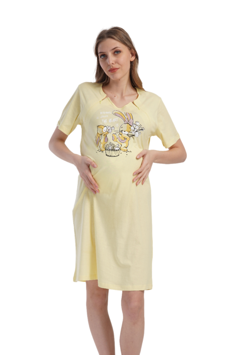 Camasa pentru mamici si gravide Vienetta, Sweet Home, galben, M