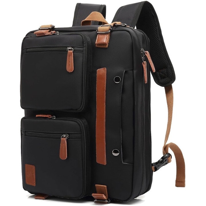Rucsac multifunctional, Nylon, Pentru barbati, Negru