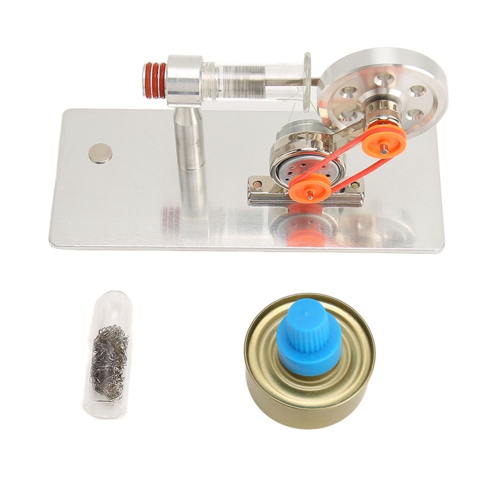 Jucarie motor Stirling, QttvbTna, aliaj de zinc/otel inoxidabil/sticla
