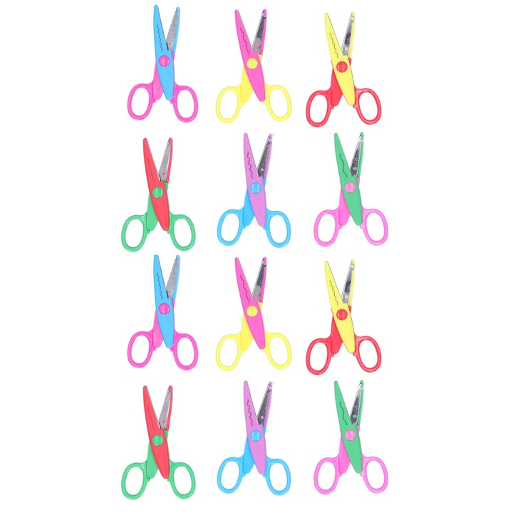 Set 12 foarfeci decorative pentru hartie, 13.2x6.1cm, multicolor
