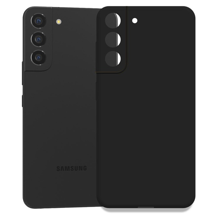 Husa pentru Samsung Galaxy S22 Plus, Color Shield, Interior de catifea, Suprafata aderenta, Protectie antisoc, Margini ridicate, Regular Fit, Silicon, Negru