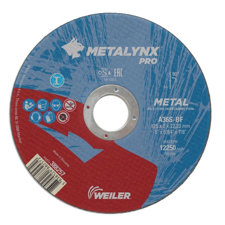 Disc taiere metal Weiler METALYNX PRO, 125x22.23x2mm