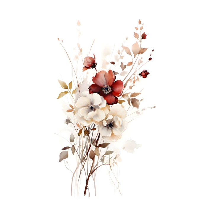 Tablou print pe canvas " Red Flower 14" 40x60 cm