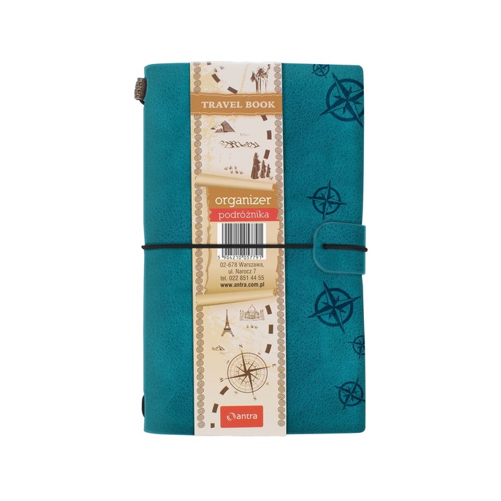 Agenda de calatorie, Antra, Travel Book, Piele ecologica, 64 pagini, 125x200 mm, Turcoaz