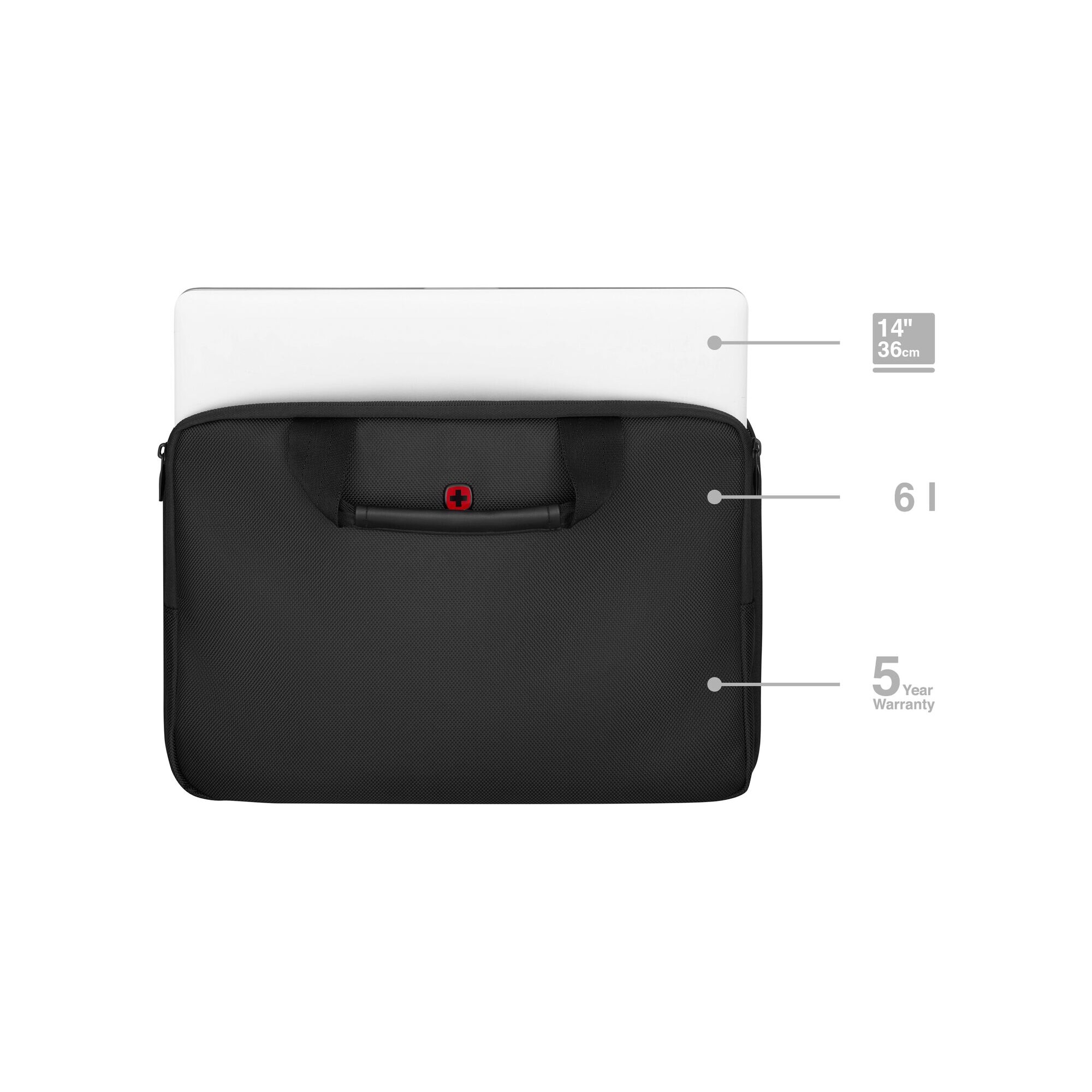 Geanta laptop, Wenger, Poliester, Compartimentat, Negru, 14"