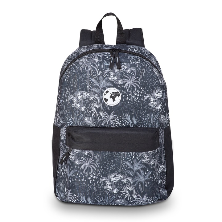 Semi Line hátizsák, virágmintás modell, rekeszes, állítható pántok, fekete-fehér