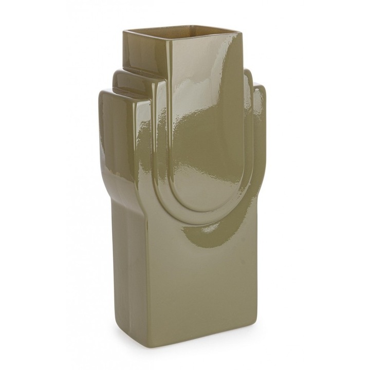 Set 6 vaze flori sticla verde maslin Frey 16x10x31.5 cm