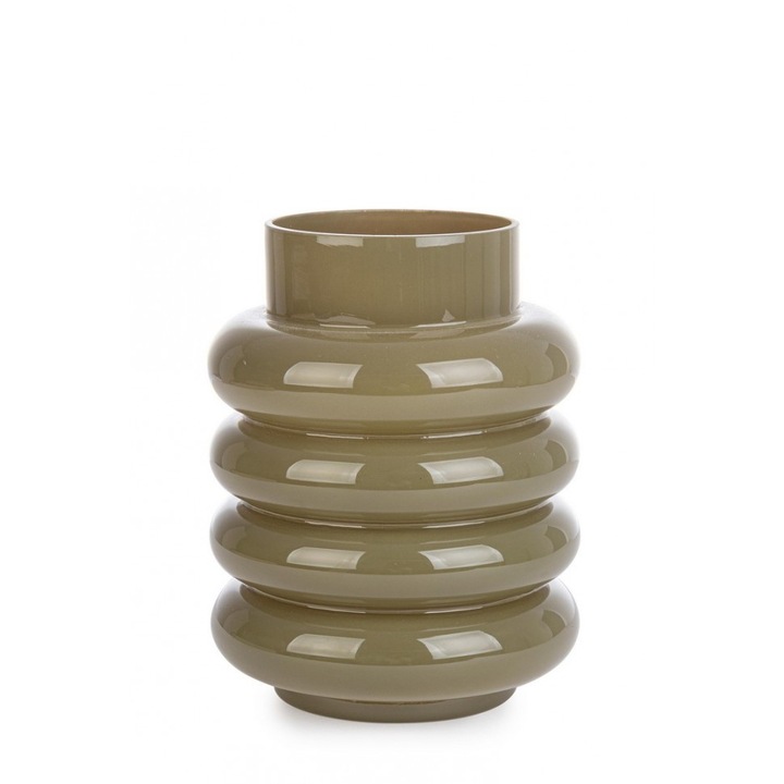 Set 6 vaze flori sticla verde maslin Marny 15x19.5 cm