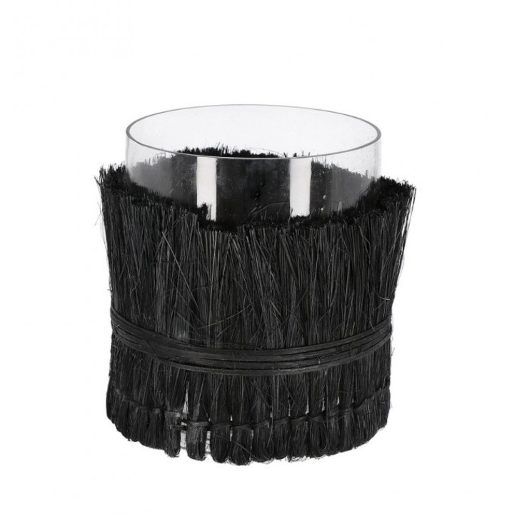 Set 6 vaze sticla rattan negru 12x15 cm