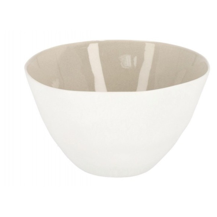 Set 2 boluri decorative gresie alba bej 24x21x14.5 cm