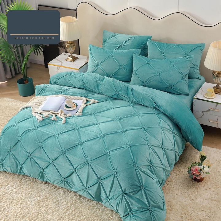 Lenjerie Din Catifea Cu Elastic - Turquoise