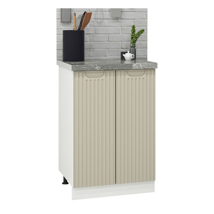 Corp inferior MDF bucatarie, Seria Space, Badenmob, 50x50x78cm, Crem