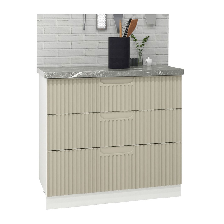 Corp inferior MDF bucatarie, Seria Space, Badenmob, 80.01x50x78cm, Crem