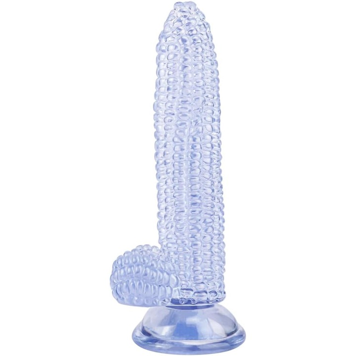 Valósághű vibrátor, kukorica forma, PVC, 20,5x4cm, tapadókoronggal, vízálló