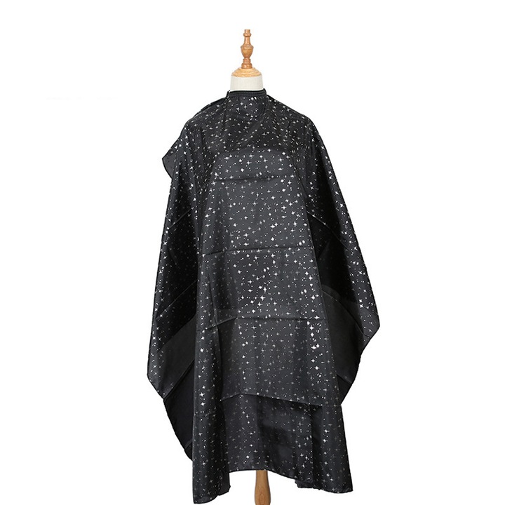 Пелерина за прическа, AMRUGL, черна с принт на звезди