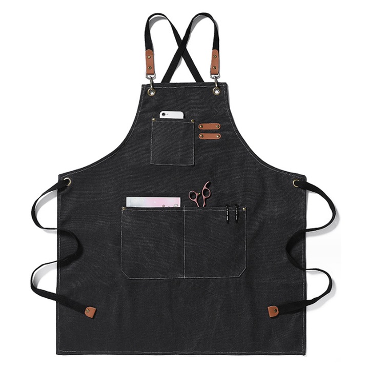 Работна престилка за подстригване и боядисване, AMRINUGL, водоустойчива, издръжлива, черна