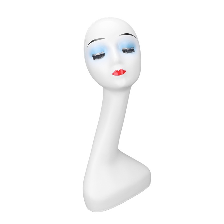 Cap manechin feminin AMRINUGL, stabilitate buna, 50cm, 53cm circumferinta cap, pentru peruci, palarii, bijuterii