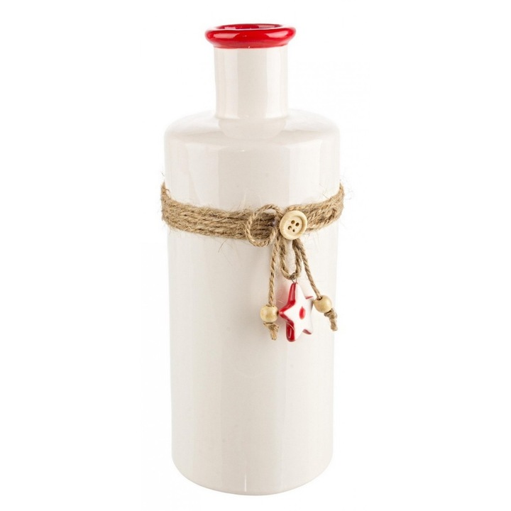 Set 4 vaze flori ceramica alba rosie 10.8x10x24.4 cm