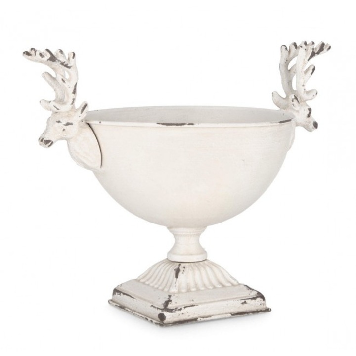 Set 2 boluri decorative otel alb antichizat Selene 34x23.5x28.5 cm