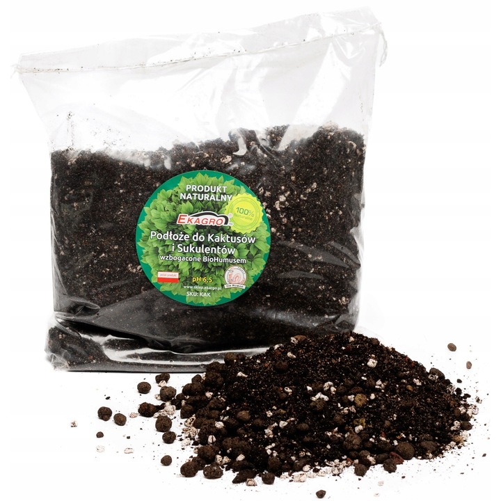 Substrat Bio Pentru Cactuși Și Suculente, Ekagro, Kak, Îmbogățit Cu Îngrășământ Natural – Vermicompost, Care Furnizează Toți Micronutrienții Și Macronutrienții Necesari, Ph Ușor Alcalin – Asigură Condiții Optime Pentru Dezvoltarea Plantelor, 2L