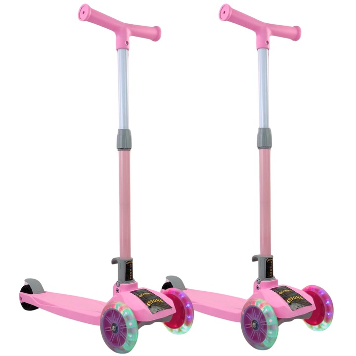 Háromkerekű gyerek roller, rózsaszín - F2lashride