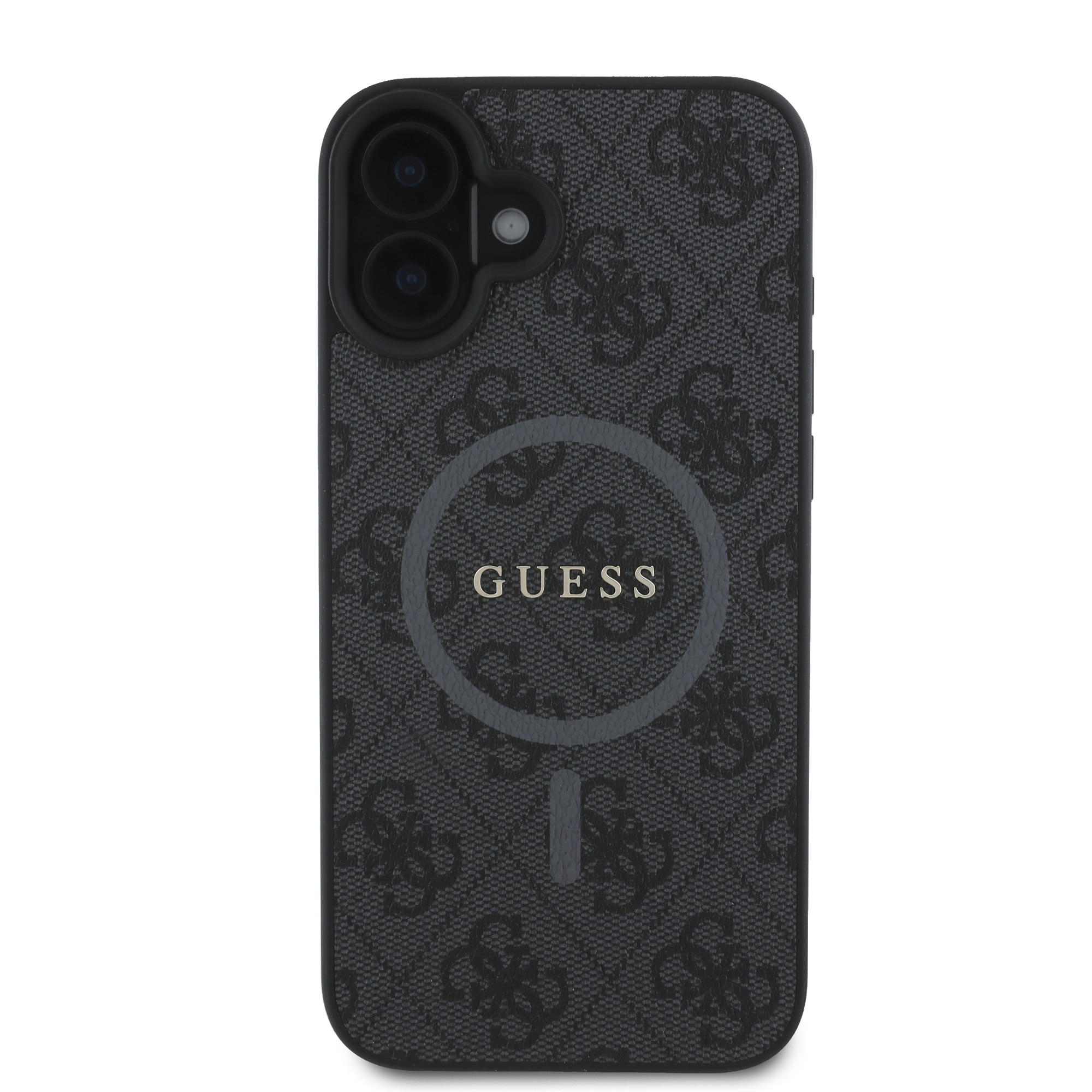 Husa de protectie Guess Leather 4G Colored Ring MagSafe pentru iPhone 16, Negru