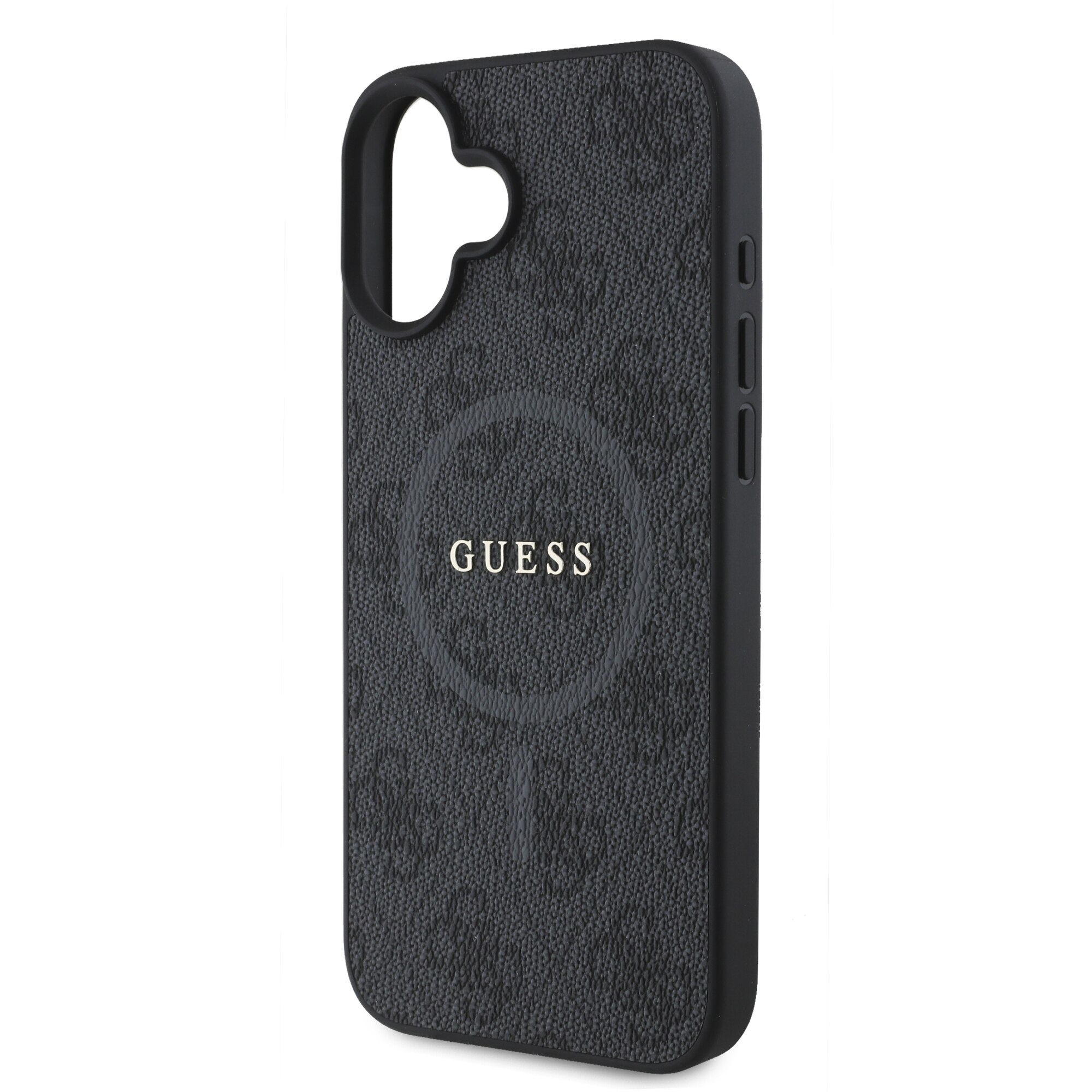 Husa de protectie Guess Leather 4G Colored Ring MagSafe pentru iPhone 16, Negru