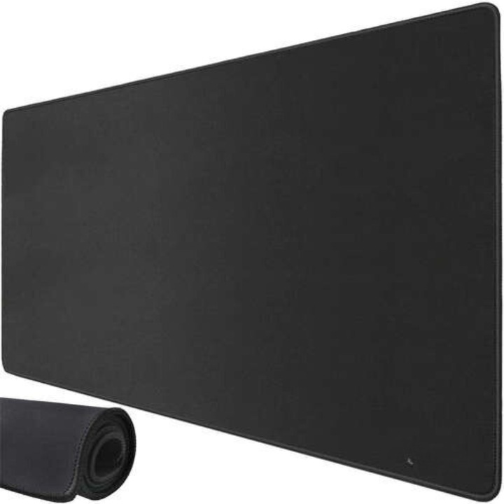 Голяма подложка за мишка VarioShop®, за игри, офис, неплъзгаща се, шевове против разкъсване, гумирана, водоустойчива, опростен модел, 80 x 30 см, матово черно