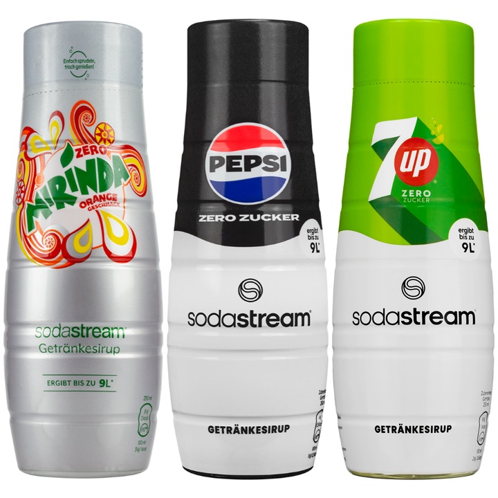 Szirup Sodastream Pepsi Zero, Mirinda Light, 7UP Zero, 440 ml, 2 db