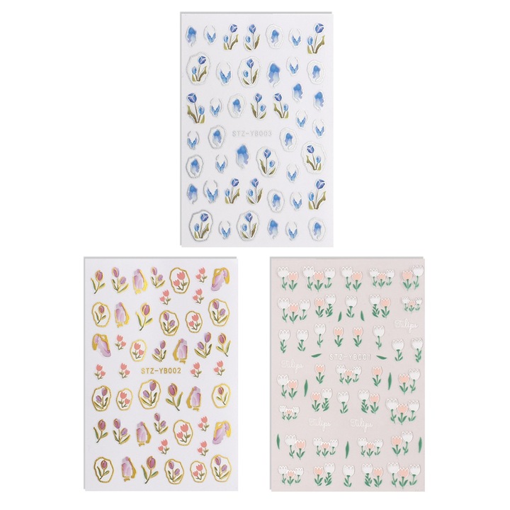 Set 9 coli stickere decorative pentru unghii, AMRINUGL, 3 stiluri, Multicolor