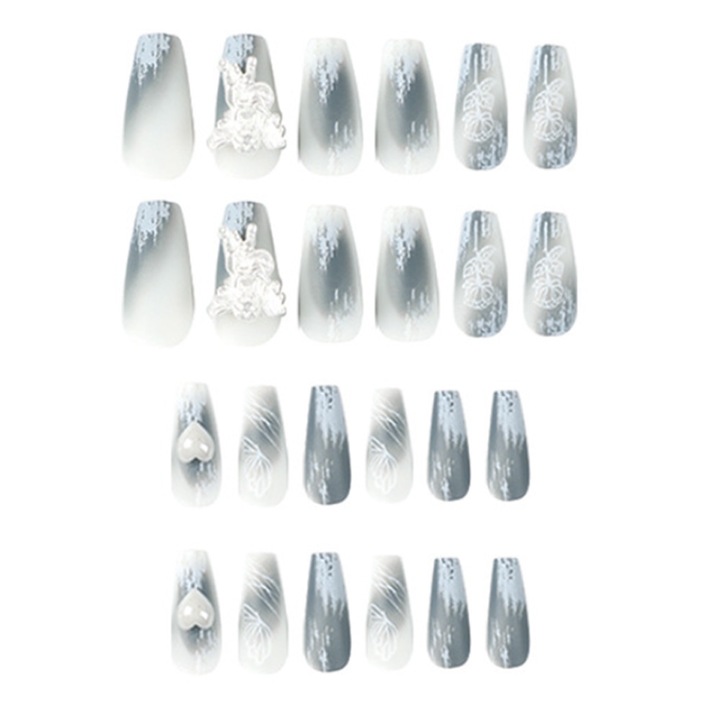 Set unghii false Art Deco, 24 piese, AMRINUGL, acrilic ABS, multicolor, mediu