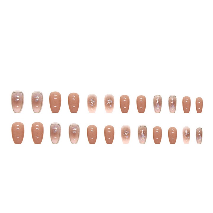 Set unghii false AMRINUGL, 24 piese, culori solide si graffiti, material ABS, 10 unghii selectate