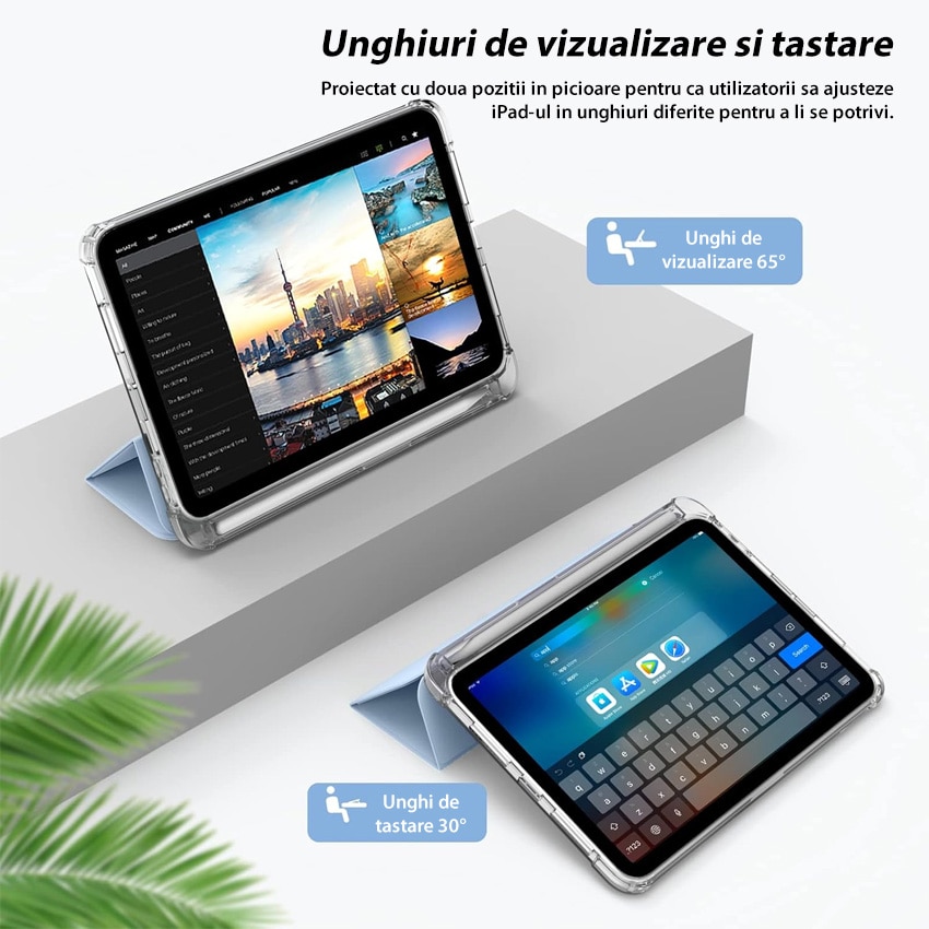 Husa pentru iPad 10th Generation 2022 10.9 inch, cu suport pentru stilou, design tri-fold, Albastru