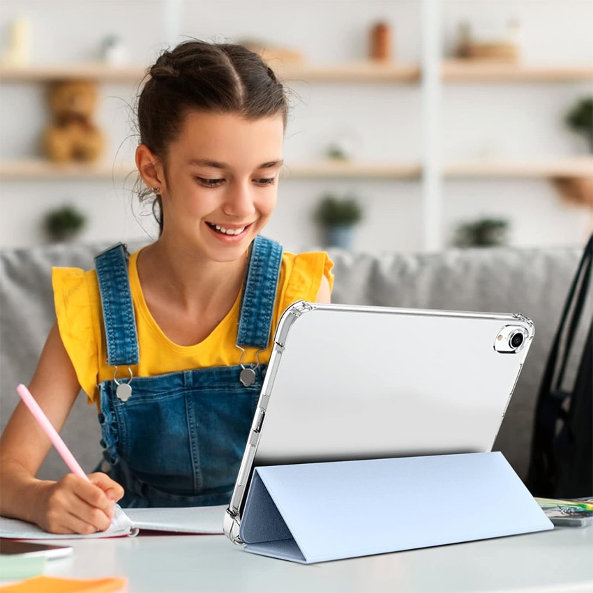 Husa pentru iPad 10th Generation 2022 10.9 inch, cu suport pentru stilou, design tri-fold, Albastru