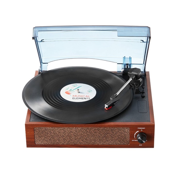 Грамофон с вградени високоговорители, Bluetooth, RCA 3,5 мм, AUX, 3 скорости, 5 W