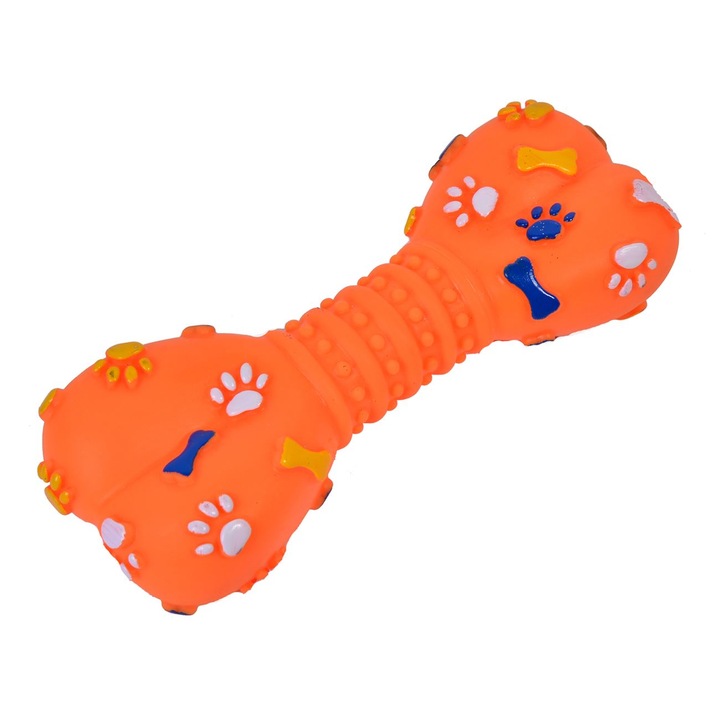 Hangos csontos játék kölyökkutyáknak, 22 cm, tarka