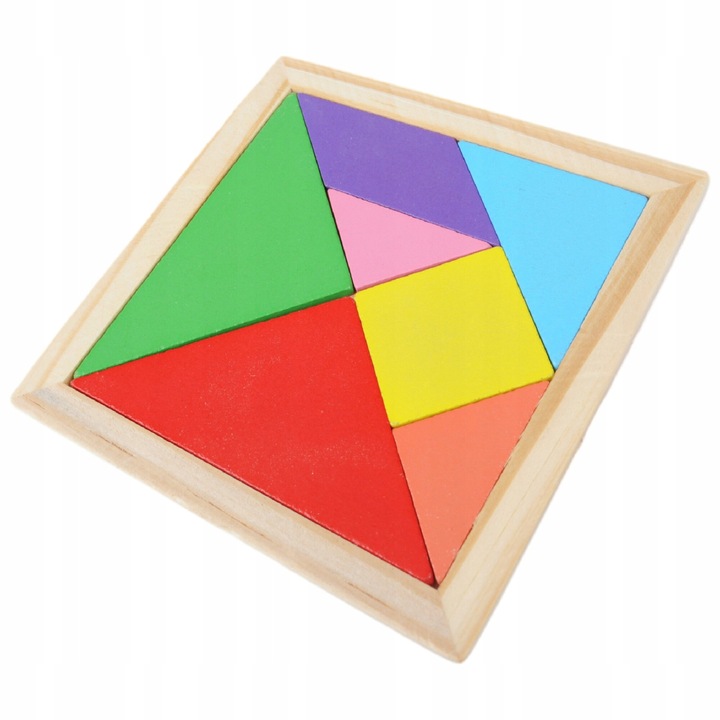 PrzydaSie Tangram játék, 7 db fa, tarka, 11x11cm