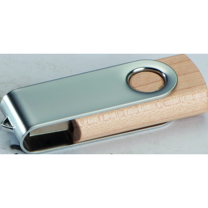 League City USB pendrive 8GB, diófa-fém