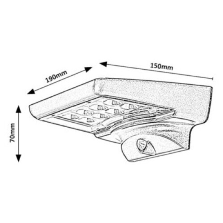 Lampa solara cu senzor, Rabalux, 4 W, 3.7 V, IP44, Negru