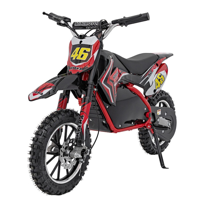 Motocicleta electrica pentru copii Renegade 50R Red, motor puternic de 500W, viteza maxima 24 km/h, baterie reincarcabila 36V9Ah, suspensie, transmisia pe lant, anvelope gonflabile