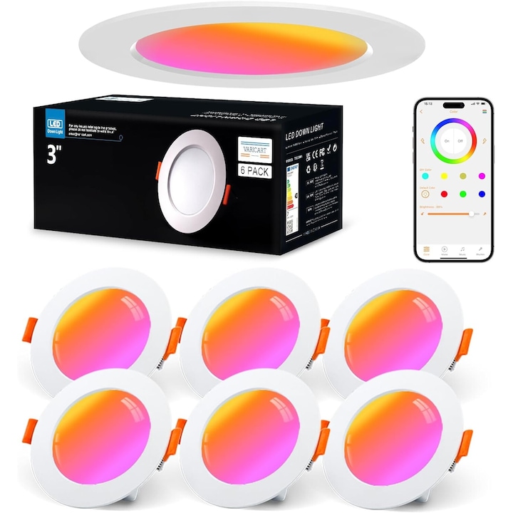 Set 6 spoturi LED smart, alexa, 6 x 7W 660 lumeni, Spoturi incastrate