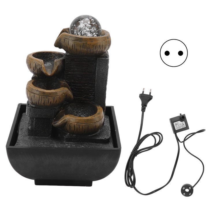 Настолен фонтан TNEAYWHE, декорация с течаща вода, цветна лампа, 220-240V