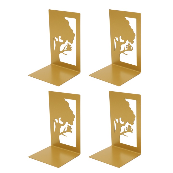 Suporturi de carti metalice, Cozevdnt, set de 4, design modern, cu pad-uri antiderapante