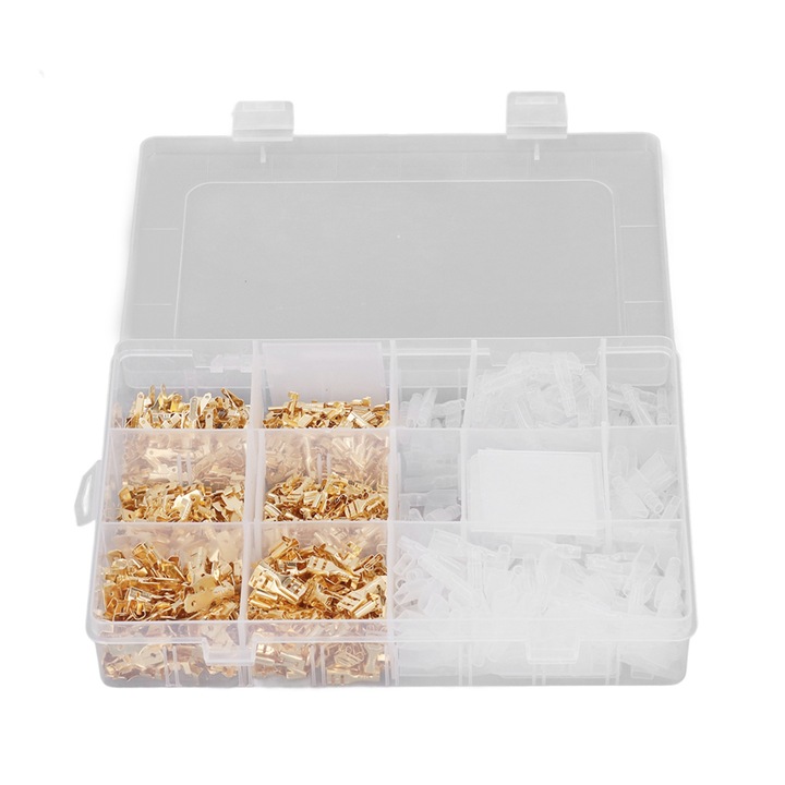 Set 900 Conectori de Sertizare pentru Sarma Izolata, cu mansoane, Enforose, 2.8mm, 4.8mm, 6.3mm, Cutie de Depozitare