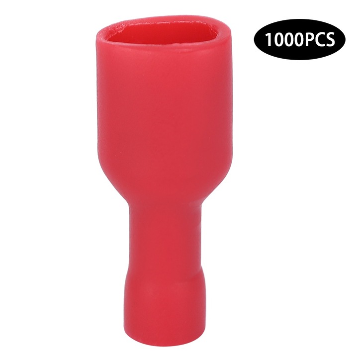 Комплект 1000 броя женски терминални конектори, Enforose, PVC, червен, електрически приложения