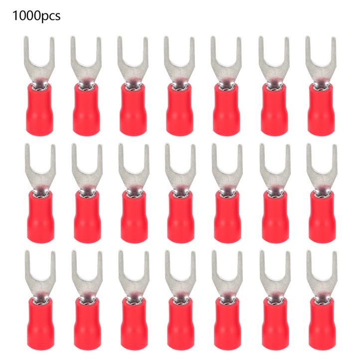 Комплект 1000 бр. студено пресовани клеми SV1-4, Enforose, червени, от месинг