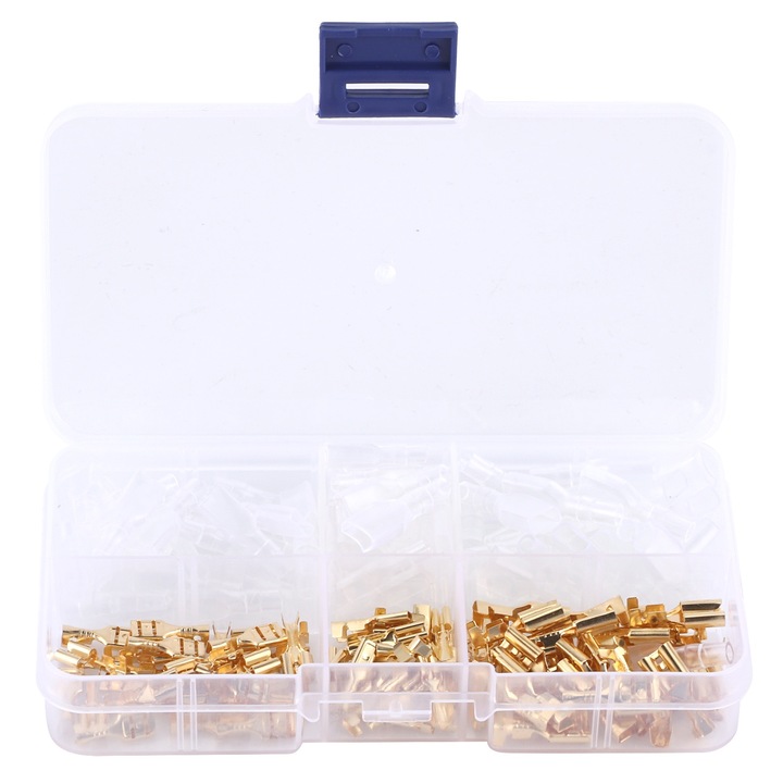Set conectori electrici, Enforose, terminal sertizare mama, 2.8mm/4.8mm/6.3mm, auriu, 75 bucati
