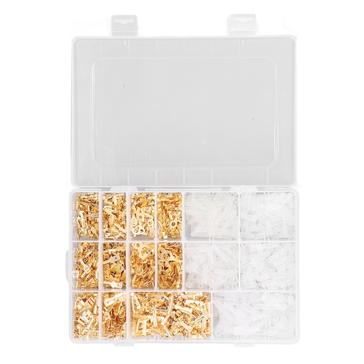 Конектори за женски и мъжки проводници, изолиран клемен блок с кримпване 2.8 4.8 6.3 мм Злато, 1000 бр